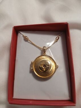 Studio Gold Round Birthstone Locket Necklace (June)with Radiant Center Motif
